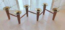 Vintage Laur Jensen Danish Teak Folding Candelabra Mid Century Modern MCM 6... picture