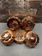 Vintage Copper Fruit Motif Set of 5 Kitchen Molds Decorative Collectible picture