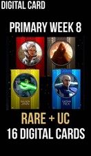 PRIMARY Week 8 RARE/UC Purple Yellow Red Blue 16 Card Topps Star Wars Trader picture