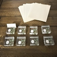 Min Nehune Set of 8 Vintage Reverse Carved Flower Lucite Place Card Holders MCM picture