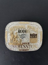 2012 National Finals Rodeo Hesston Belt Buckle Montana Silversmiths Gold Version picture