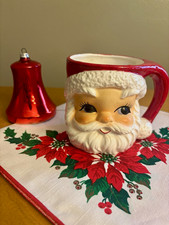 Vintage Lefton Young Santa Claus Head Mug Ceramic Painted Christmas 1950s MCM  picture
