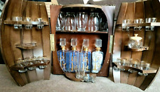 MCM Wood Whiskey Barrel Hanging Bar/Wall Cabinet/Counter Top w/Gay Fad Decanters picture