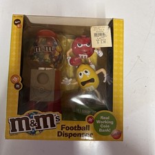 M&M'S M&M Candy Dispenser Coin Bank Red and Yellow Football - RARE  picture