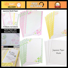 Elegant Japanese Iyo Washi Paper - 45 Sheets, 3 Floral Designs, Craft & Statione picture