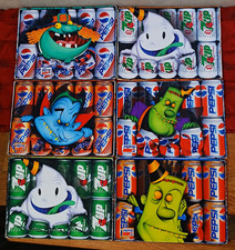1992 Pepsi 7UP Universal Monsters Party Monsters Halloween Carton Panels Lot 6 picture