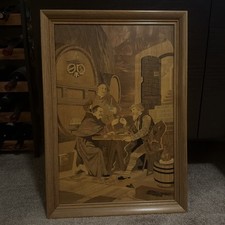 Buchschmid Gretaux Marquetry Wood Inlay Panel Art Fast Friends 25x 17.5 in picture