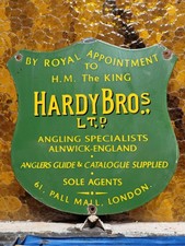 VINTAGE HARDY BROS PORCELAIN SIGN OLD ANGLING FLY FISHING ROD REELS TACKLE UK picture