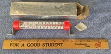 NOS vintage FS OUTSIDE THERMOMETER & RULER service/gas station sign ABLINGTON IA picture