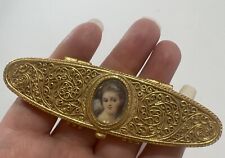 Estee Lauder Gold Tone Portrait Compact Case Ornate Hinged Vintage -EXCELLENT picture