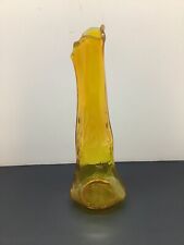 Vintage yellow amber Kanawha 11.5” swung vase West Virginia EUC picture