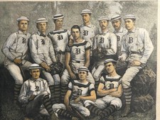 1881 THE PRINCETON COLLEGE BASE-BALL NINE HARPER’S WEEKLY HAND COLORED picture
