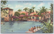 Vintage Linen Postcard The Venetian Pool Coral Gables FL 1944 picture