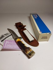 Schrade Uncle Henry 153UH Vintage Golden Spike Hunting Knife w/ Sheath NOS picture