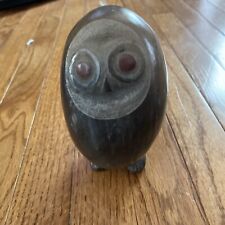 Tribal Pottery Owl Bird Figure Footed Bird Owl Carved Tribal Designs picture