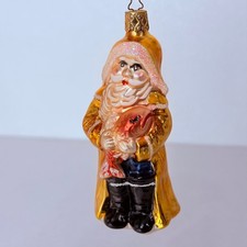 Komozja Family Fisherman Santa Glass Ornament Germany Vtg 5.5