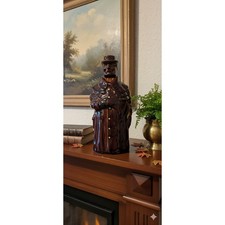 Vintage Brown Glazed Ceramic Man in Top Hat Decanter Figural Barware Stopper picture
