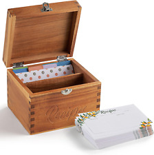 Tidita Acacia Wood Recipe Box with Cards - Blank Recipe Box Wooden Set Come with picture