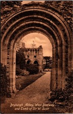 Dryburgh Abbey West Doorway Tomb Sir Walter Scott Scotland Vintage Postcard picture