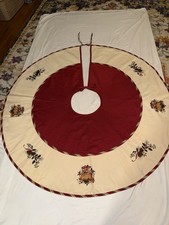 🇺🇸LONGABERGER Christmas Tree Skirt Embroidered 52” FAMILY Heirloom Forever 🧺✨ picture