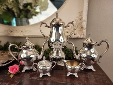 VTG FB Rogers Silverplate Coffee Urn Fountain Tea Service Original 5 Pc Rococo picture