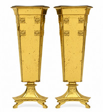 Brass Catholic Church Sanctuary Footed Altar Flower Vases Set of 2 - AS IS picture