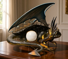 Unique Handcrafted Metal Dragon Sculpture Articulated Wings picture