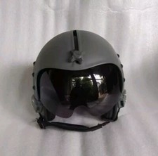 HGU-33 PLAIN GRAY FIGHTER PILOT HELMET REPLICA + BADGE picture