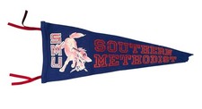 Vintage SMU Southern Methodist University Mascot 25 Inch Flocked Felt Pennant picture