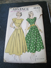 Vtg 40s Advance 4842 Misses' Sz 16 (34/28/37) Day Dress picture