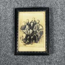 Antique 1899 Victorian Family Portrait Framed Photo Large Group 8 People 1890s picture