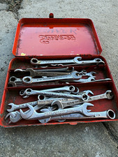 Snap-on Vintage Red Metal Tool Box/Chest w/ Assorted Combination Wrenches picture