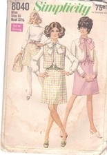 UNCUT Vintage Sewing PATTERN Simplicity 8040, Misses 1968 One Piece Dress Jacket picture