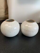 M Bueno Set Of 2 Spotted Speckled Glaze Vase Art Pottery Small Round Decor NEW picture