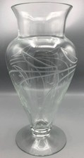 Gorham Fine Crystal Vase with Etched Leaf and Floral Design picture