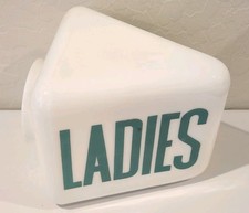 Vintage Gas Service Station Glass Sconce Ladies Restroom Sign picture