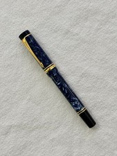 1991 Vintage Parker Duofold Marbleized Blue Resin and Gold Accents Aquila Pen picture