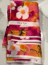 Vtg Polynesian Textiles 4827 Hawaiian Bold Flower Power Floral Fabric 3 Yd X 45” picture