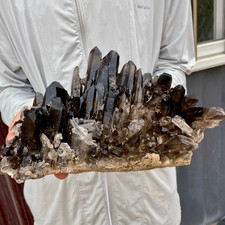 8.15LB Natural Black Smoky Quartz Crystal Cluster Raw Mineral Specimen picture