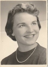 Vintage 1950s Photo Young Woman Portrait Pearl Necklace Short Haircut B&W picture