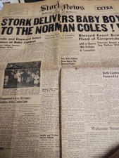 1947 Stork News Newspaper Norman Coles Birth Announcement San Francisco Vintage picture