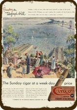1947 CINCO CIGARS - Telegraph Hill - Binford Art - DECORATIVE REPLICA METAL SIGN picture