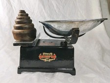 Vintage J & J Siddons Cast Iron Kitchen Balance Scales 7 Weights West Bromwich picture