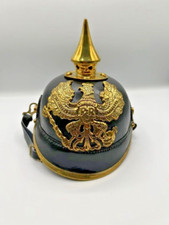 WWI German Pickelhaube Prussian Leather Helmet Spiked Officer Handmade Gift Item picture