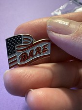 Vintage DARE America Drug Abuse Resistance Education US Flag Lapel Pin 1” w/back picture
