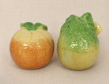 Vintage Japan Fruit Salt Pepper Shakers Ceramic Pear Orange Kitchen Decor picture