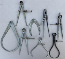 8 Vintage Machinist Tool Lot Spring Dividers Calipers, Craftsman/Starrett/Moore picture