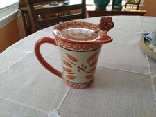 Temptations Orange Old World 14 oz Lidded Coffee Tea Cup with Spoon picture
