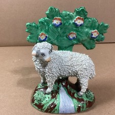 English Staffordshire early 19th century Lamb  sheep with bocage #2 picture