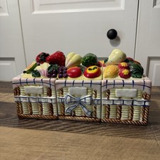 Vintage GIRASOL 3-pc Interlocking Fruit Basket Ceramic Canister Set 1990 Kitchen picture